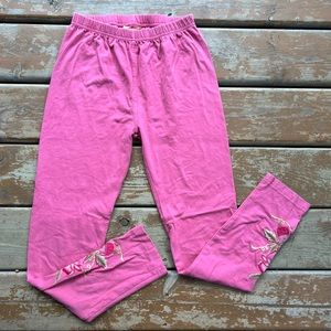 April Cornell Floral Embroidered Pink Tapestry Leggings - Size XS